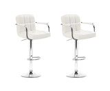 SET OF 2 BAR STOOLS GAS LIFT SWIVEL - WHITE