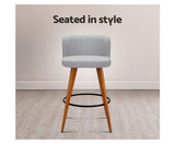 FABRIC BAR STOOLS CIRCULAR FOOTREST SET OF TWO