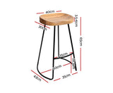 ELM WOOD SET OF FOUR BAR STOOLS 65CM