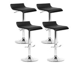 BLACK PU LEATHER CHROME SWIVEL BAR STOOLS X 4