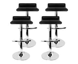 BLACK PU LEATHER CHROME SWIVEL BAR STOOLS X 4