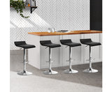 BLACK PU LEATHER CHROME SWIVEL BAR STOOLS X 4