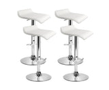 PU LEATHER CHROME SET OF FOUR BAR STOOLS - WHITE