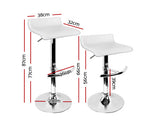 PU LEATHER CHROME SET OF FOUR BAR STOOLS - WHITE