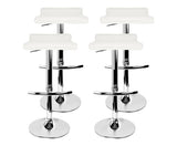 PU LEATHER CHROME SET OF FOUR BAR STOOLS - WHITE