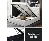 TIYO BED FRAME GAS LIFT STORAGE - WHITE QUEEN