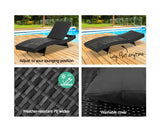 GARDEON OUTDOOR WICKER SUN LOUNGE - BLACK