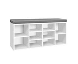 FABRIC SHOE BENCH WITH STORAGE CUBES-WHITE