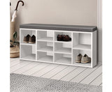 FABRIC SHOE BENCH WITH STORAGE CUBES-WHITE