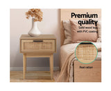 COASTAL RATTAN 1 DRAWER BEDSIDE TABLE