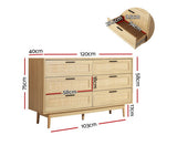 COASTAL RATTAN 6 DRAWER CHEST