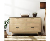 COASTAL RATTAN 6 DRAWER CHEST