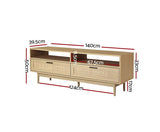 ARTISS TV CABINET ENTERTAINMENT RATTAN 140CM