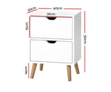 SCANDI 2 DRAWER BEDSIDE TABLE