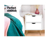 SCANDI 2 DRAWER BEDSIDE TABLE