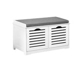 SHOE BENCH WITH DRAWERS - WHITE & GREY