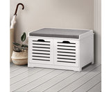 SHOE BENCH WITH DRAWERS - WHITE & GREY