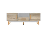 ARTISS WOODEN ENTERTAINMENT UNIT - WHITE & WOOD