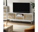 ARTISS WOODEN ENTERTAINMENT UNIT - WHITE & WOOD