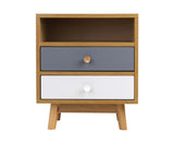 SCANDI 2 DRAWER STORAGE BEDSIDE TABLE