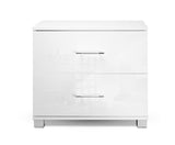 HIGH GLOSS TWO DRAWER BEDSIDE TABLE