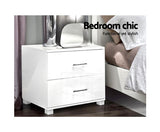 HIGH GLOSS TWO DRAWER BEDSIDE TABLE