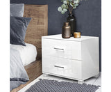 HIGH GLOSS TWO DRAWER BEDSIDE TABLE