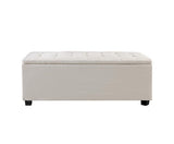 FABRIC STORAGE OTTOMAN - BEIGE