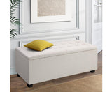 FABRIC STORAGE OTTOMAN - BEIGE