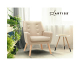 ARTISS FABRIC DINING ARMCHAIR - BEIGE