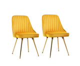 RETRO SUNSHINE SET OF TWO VELVET DINING CHAIRS