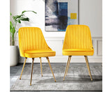 RETRO SUNSHINE SET OF TWO VELVET DINING CHAIRS