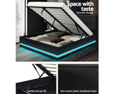 LUMI LED GAS LIFT STORAGE BED - QUEEN