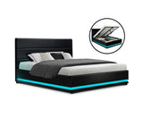 LUMI LED GAS LIFT STORAGE BED - QUEEN