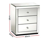 MIRRORED 3 DRAWER BEDSIDE TABLE