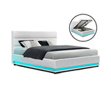 LUMI LED GAS LIFT STORAGE BED - QUEEN