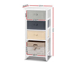 COASTAL 3 DRAWER AND BASKET STORAGE UNIT