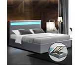 FABRIC LED GAS LIFT STORAGE BED - QUEEN