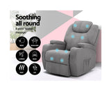 ARTISS ELECTRIC SWIVEL HEATED MASSAGE RECLINING FABRIC LOUNGE CHAIR