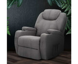 ARTISS ELECTRIC SWIVEL HEATED MASSAGE RECLINING FABRIC LOUNGE CHAIR