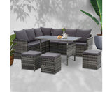 GARDEON 9PCE WICKER OUTDOOR SETTING