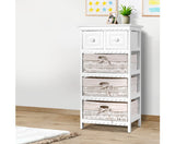 COASTAL 2 DRAWER AND BASKET STORAGE UNIT