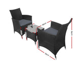 GARDEON 3PCE WICKER BISTRO SETTING