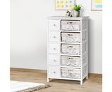 COASTAL 5 DRAWER AND BASKET STORAGE UNIT